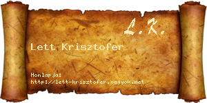 Lett Krisztofer névjegykártya